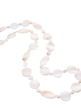 天然贝壳项链小众设计夸张大牌气质毛衣链简约白色衣服配饰女款