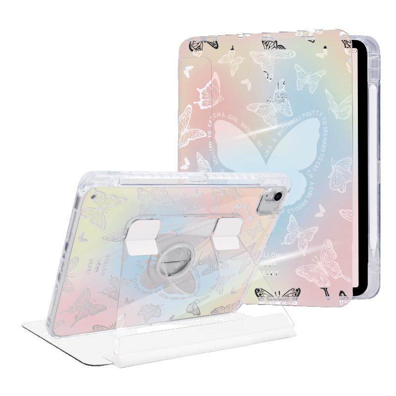 【2024款x镭射冰晶】适用ipad保护套pro11带笔槽13苹果平板air6/5旋转防弯亚克力2021透明air3全包