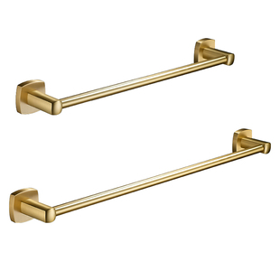 全铜拉丝金色毛巾架卫生间毛巾杆浴室浴巾架免打孔浴室加长毛巾架