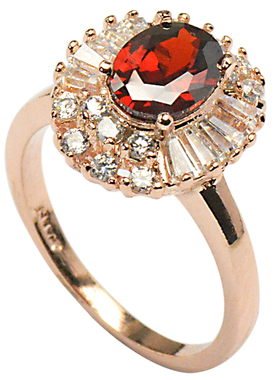 镀18K金鸽血红装饰碧玺钻石戒指