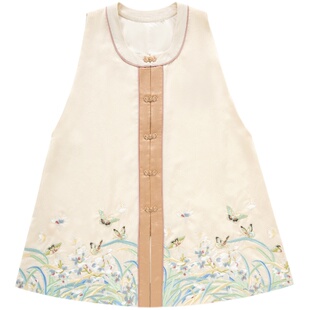 无贰集【抱幽】兰花刺绣明制短比甲粉色对襟袄马面裙春秋款汉服