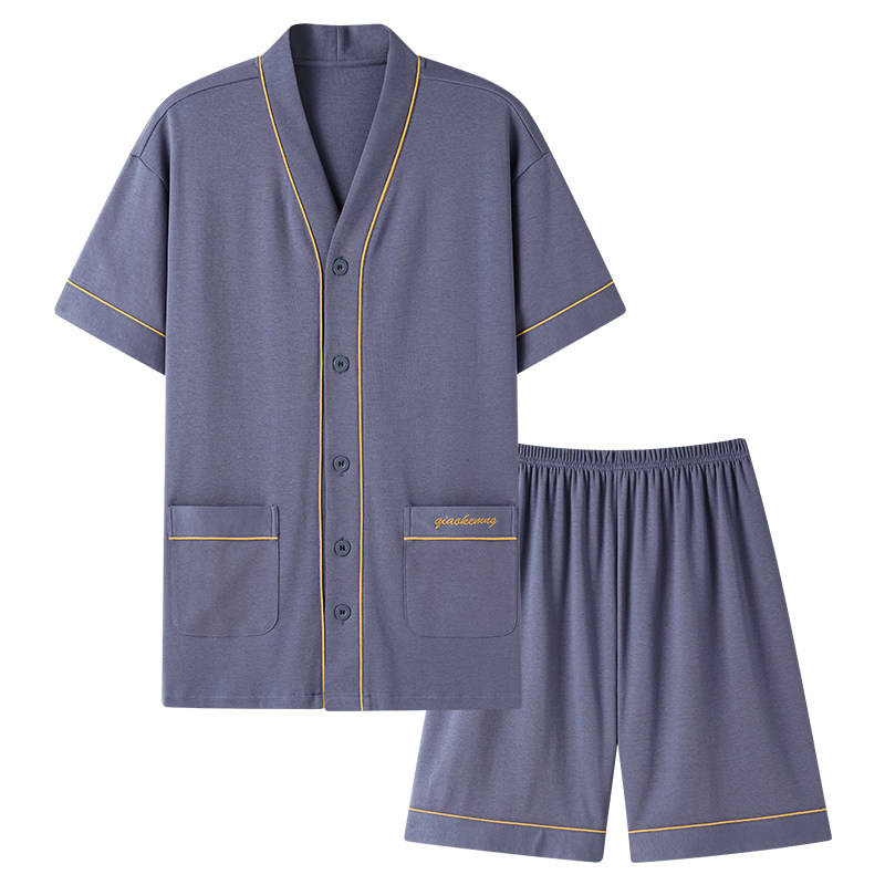 睡衣套装男士夏季和服式开衫短袖