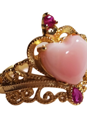 蔷薇之恋S925镀金女王贝戒指