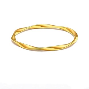 金包银莫比乌斯手镯女亮面波浪纹素圈手环实心镯子古法小众礼物