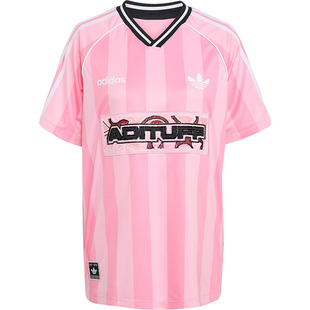 Adidas/阿迪达斯官方正品三叶草女士经典宽松V领球衣T恤KD2272