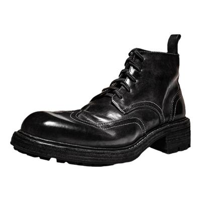 dreambox钧博vibram马皮工装布洛克雕花男靴厚底耐磨复古潮流皮靴