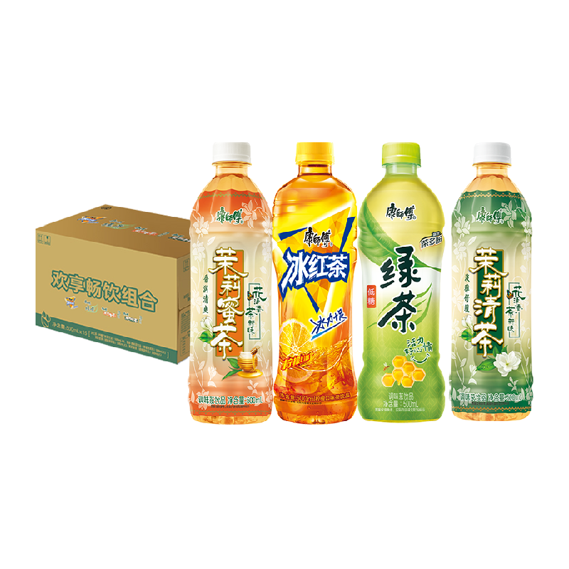 康师傅茉莉蜜茶+冰红茶+绿茶+茉莉清茶500ml*15瓶欢享畅饮综合箱