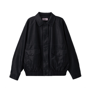 [张元英同款]ROLAROLA韩国复古街头风皮衣美拉德系宽松夹克外套