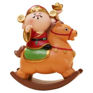 马年新款马上有钱财神爷摇摇马摆件玄关财神办公室财运桌面装饰品