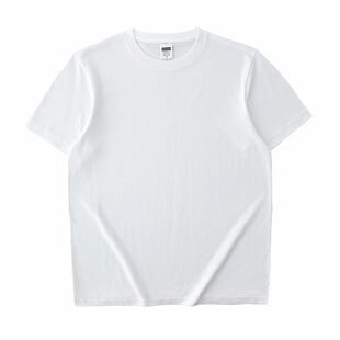 夏季纯白t恤220g爆款纯棉短袖纯色打底轻柔透气亲肤男女宽松半袖t
