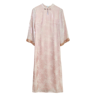 甜茶【自制款】新中式珠光提花新中式改良版旗袍大码胖mm温柔少女