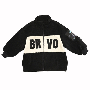 布芮欧童装冬季新款加厚毛毛衣儿童外套中大童拉链衫潮72266