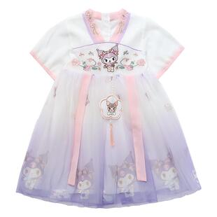 女宝宝库洛米汉服连衣裙夏季2025新款小女孩超仙唐装网纱公主裙子