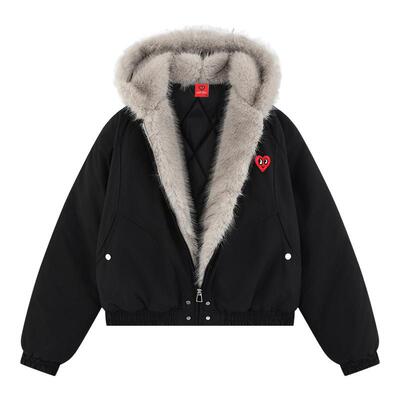 查尔斯桃心美式复古座山雕棉服