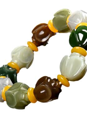 和田玉多宝手链真品莲花男士珠宝