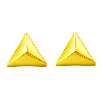 百利金珠宝足金几何铆钉耳钉