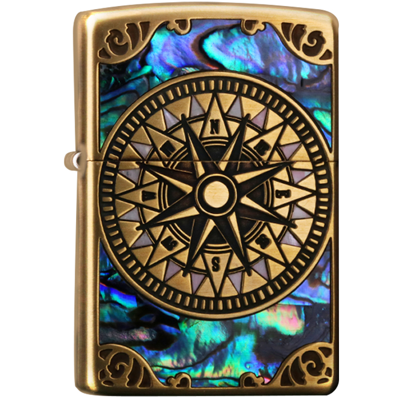 zippo原装正版罗盘指南针打火机
