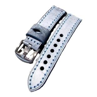 做旧等宽手工马缰革表带柔软牛皮厚料20x20mm22x22 24蓝 绿灰色黄