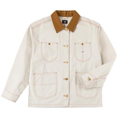 Lee商场同款26春夏新宽松版撞色翻领设计奶白色女91J工装夹克外套