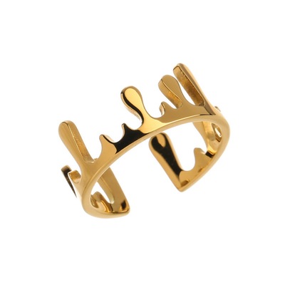 不掉色欧美风ins水滴女皇冠戒指