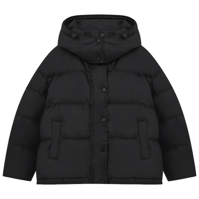 Basic House/百家好连帽撞色羽绒服韩版加厚短款白鸭绒外套冬保暖