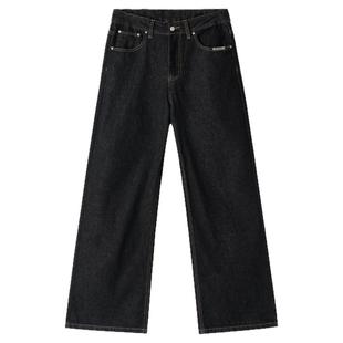 新因素美式cleanfit黑窄幅赤耳原牛复古阔腿直筒A字宽松牛仔裤男