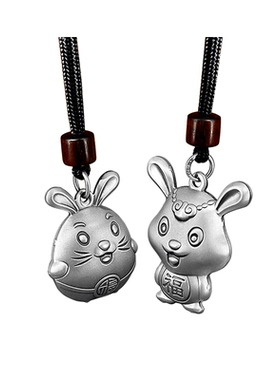 久一纯银兔子吊坠男女生肖兔