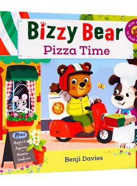 进口英文原版正版 新版 小熊很忙系列 Bizzy Bear Pizza Time低幼益智游戏机关操作玩具纸板书 亲子互动 可搭busy sing along系列