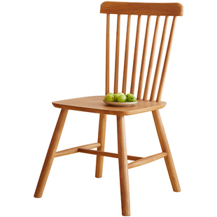 餐椅家用实木椅子靠背椅餐桌温莎椅樱桃木色轻奢书桌椅日式休闲椅