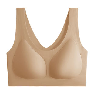 粉底液隐形无痕红色内衣女士薄款大胸显小胸聚拢收副乳防下垂文胸