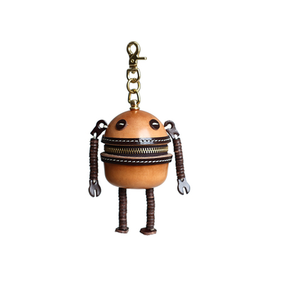 植鞣牛皮撞色复古真皮车钥匙包