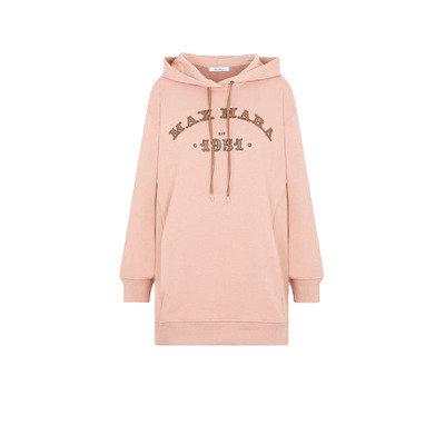 【自营】MaxMara卫衣Adito女款胸前字母印花粉色棉质连帽套头上衣
