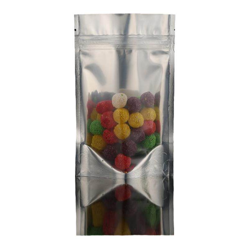 阴阳夹链自封自立袋10*15+4cm 镀铝箔半透明食品包装袋100个