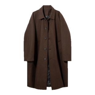 VIISHOW双面毛呢翻领大衣男秋冬中长款风衣日系宽松复古加厚外套