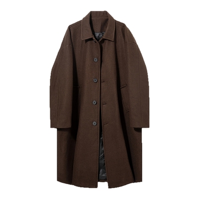 VIISHOW双面毛呢翻领大衣男秋冬中长款风衣日系宽松复古加厚外套