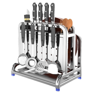 2025新款不锈钢刀架厨房置物架多功能刀具一体收纳砧板菜板放置架