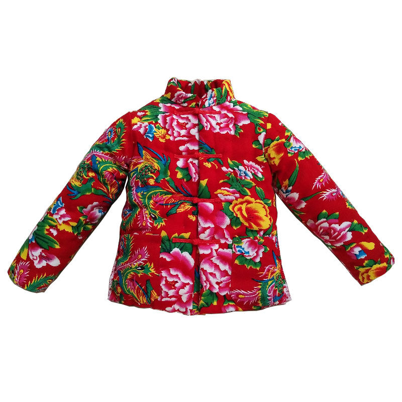 儿童手工棉花棉衣唐装套装大花民族风服装加厚棉袄棉裤演出服男童