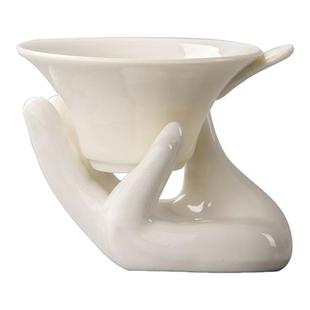 创意白瓷手托茶漏茶滤简约茶叶过滤网滤茶器超细不锈钢滤孔茶滤器