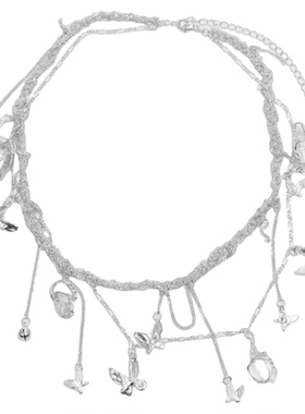 東黑三白/ 好多蝴蝶 s930纯银原创设计编织中式步摇流苏项链礼物