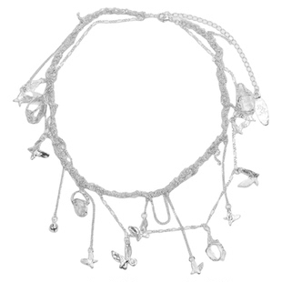 東黑三白/ 好多蝴蝶 s930纯银原创设计编织中式步摇流苏项链礼物