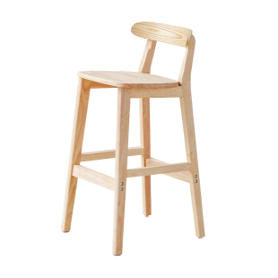 实木吧台椅家用高脚凳现代简约奶茶店前台靠背吧凳北欧复古酒吧椅