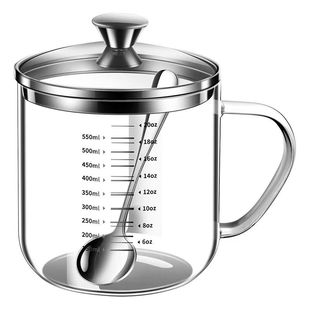 食品级高硼硅玻璃杯耐高温水杯大口径透明杯子带双刻度儿童牛奶杯