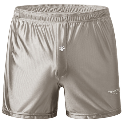 TOMATOPAPA男士阿罗裤松紧腰宽松休闲平角裤缎面柔软打底三分短裤