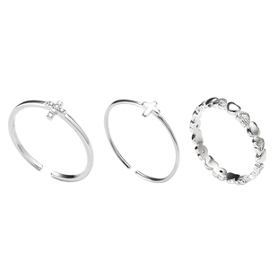 戒指女设计小众纯银十字架爱心锆石高级感开口食指戒时尚个性指环