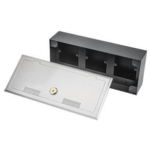 银行插座暗装防护盒嵌入式底盒隐藏刚性保护罩86型不锈钢带锁地插