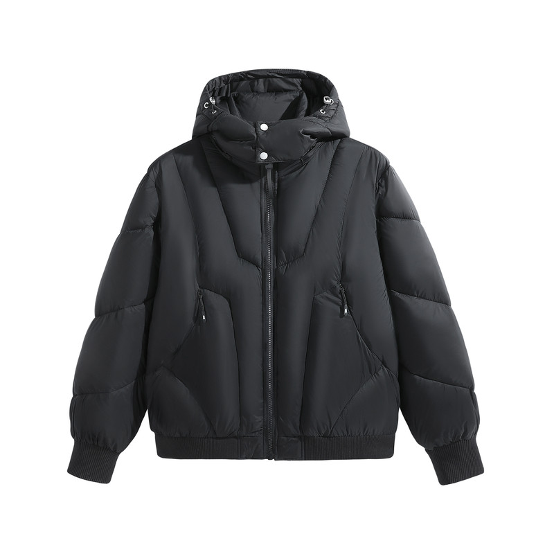 KAMA卡玛男轻薄加绒保暖连帽棉服