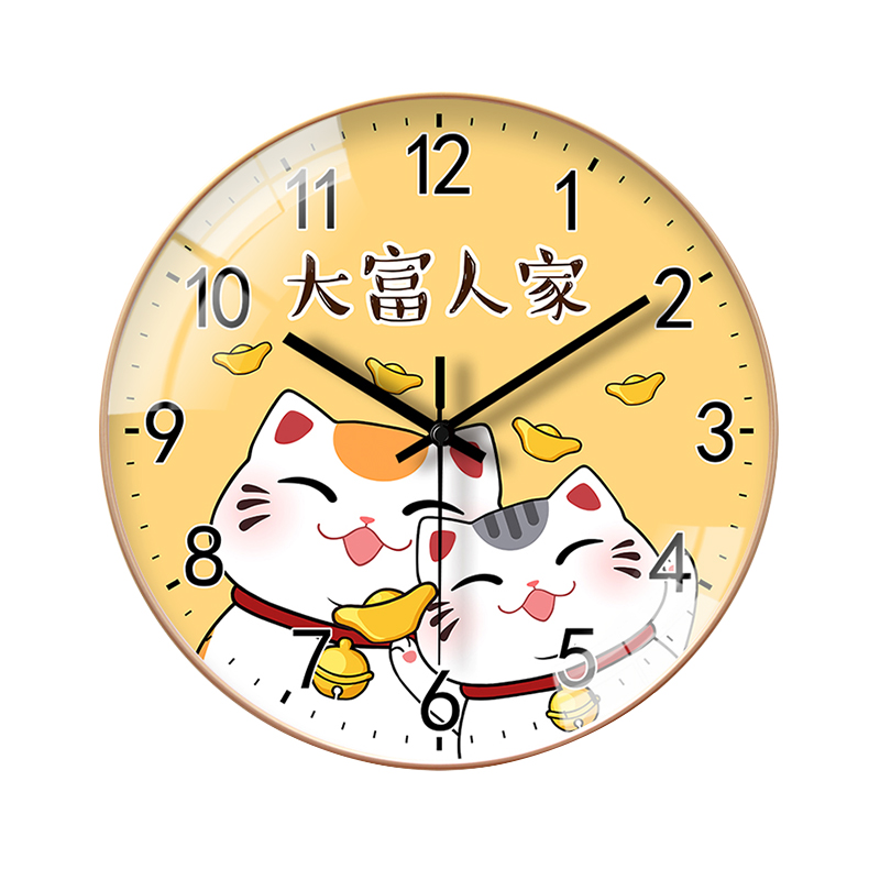 招财猫挂钟【免打孔-自动对时】