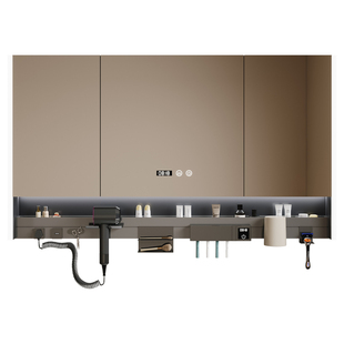 智能镜柜单独挂墙式带灯防雾卫生间镜子电吹风机架储物收纳一体柜