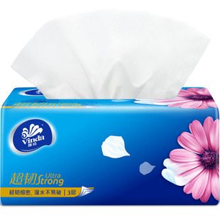 维达抽纸 超韧系列软包面巾纸3层150抽3包面巾纸M码纸巾V2182