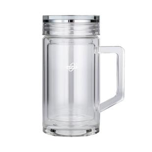 诺亚口杯双层玻璃茶杯带茶隔手柄高档商务办公室男女士隔热防烫